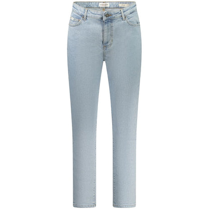 Guess Jeans Blue Cotton Women's Skinny Jean with five pockets, showcasing chic style and a washed blue aesthetic.