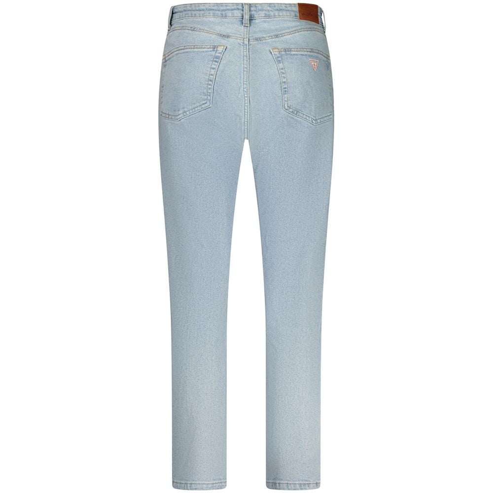 Guess Jeans Blue Cotton Women's Skinny Jean back view showcasing five pockets in washed blue.