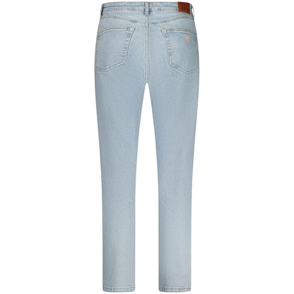 Guess Jeans Blue Cotton Women's Skinny Jean back view showcasing five pockets in washed blue.