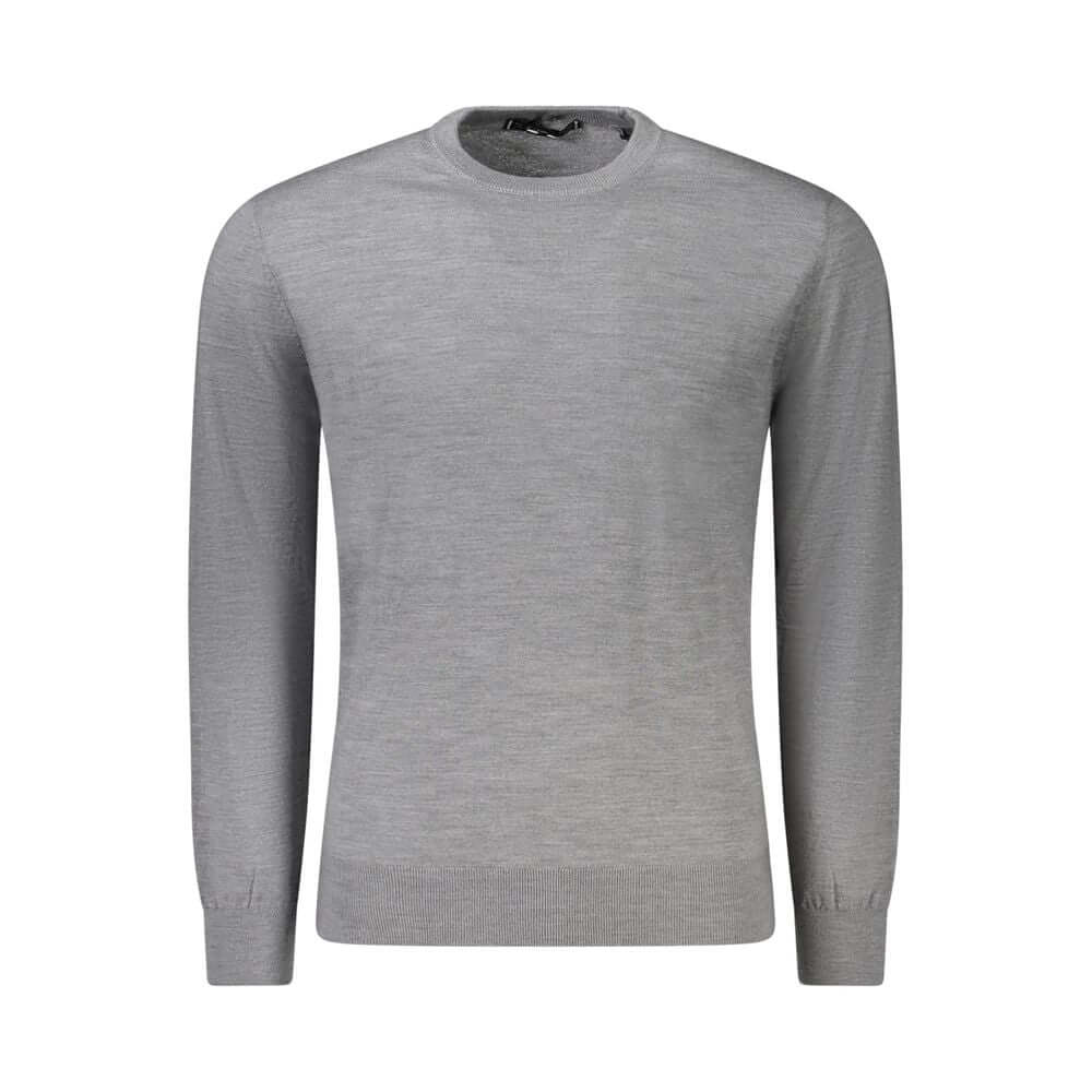 Alt Tag: Guess Jeans Gray Wool Sweater, long-sleeved crew neck with logo detail, perfect for a stylish and cozy look.