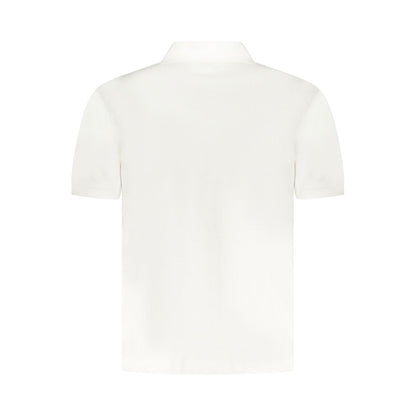 Back view of Guess Jeans White Cotton Men Polo Shirt, featuring sleek design and premium cotton fabric.