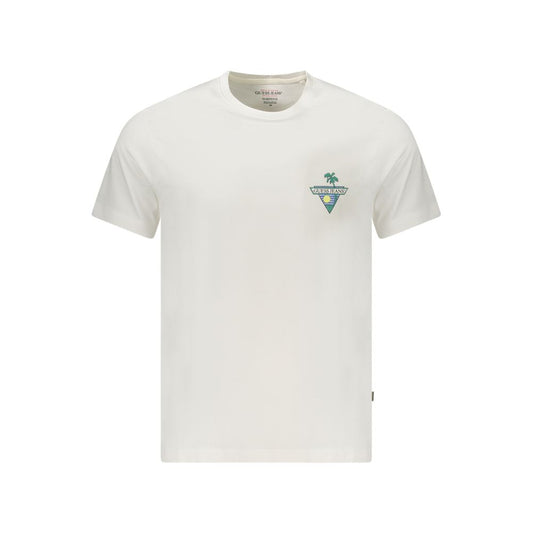 Guess Jeans White Cotton T-Shirt with short sleeves, crew neck, organic cotton. Featuring printed logo.