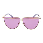 Guess Rose Gold Women Sunglass with full-rim metal frame and purple plastic lenses, UVA & UVB protection, size 63-9-140, aviator style.