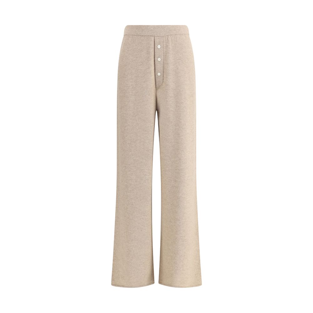 Guest in Residence Beige Cashmere Casual Pants with buttons, luxury straight-leg style for timeless elegance and comfort.