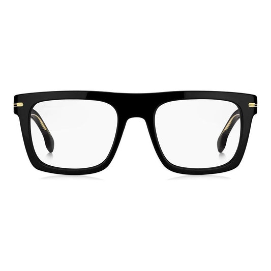 HUGO BOSS MOD. BOSS 1597 black square-frame eyeglasses for gentlemen, featuring subtle gold accents.