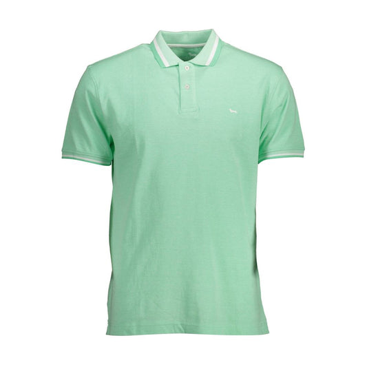 Harmont & Blaine Green Cotton Men Polo Shirt, short sleeve with logo, casual and stylish, ideal for a leisurely day out.