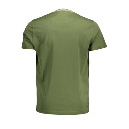 Harmont & Blaine Green Cotton Men T-Shirt back view with regular fit and stylish design.