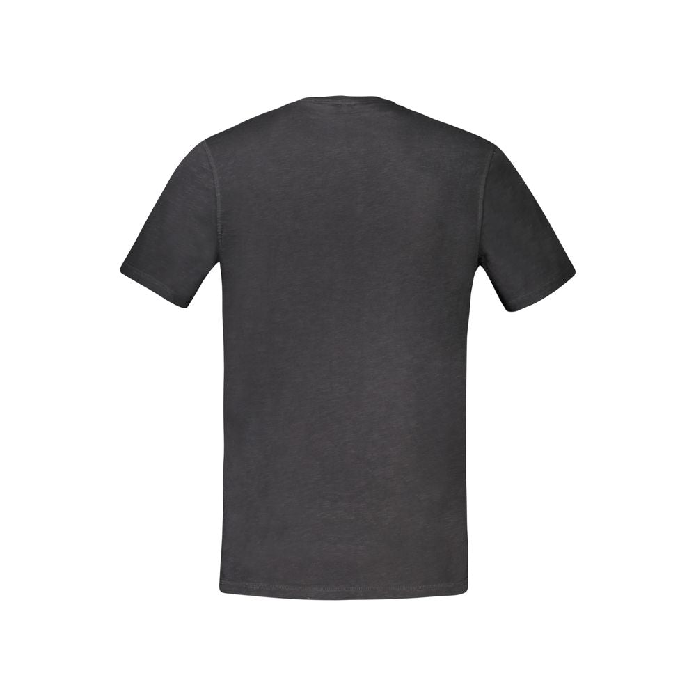 Hugo Boss Black Cotton T-Shirt with short sleeves, crew neck, and logo print, back view of high-quality men's essential.