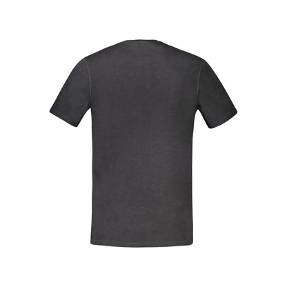 Hugo Boss Black Cotton T-Shirt with short sleeves, crew neck, and logo print, back view of high-quality men's essential.