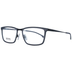 Hugo Boss Gray Men Glasses Frame in stainless steel with full-rim rectangle style, size 56-18-150, includes branded case.