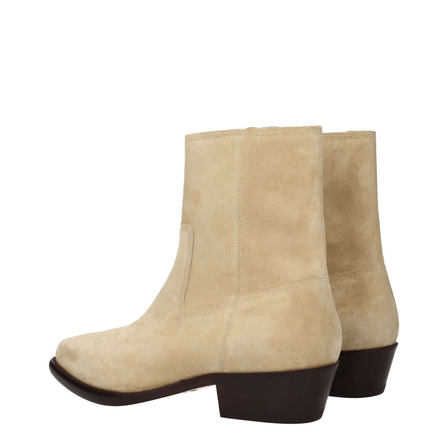 Isabel Marant Beige Leather Ankle Boots, suede design with zip closure, pointy toe, mid heels, leather sole, casual style, MPN BO0073HAA4A02N50TF