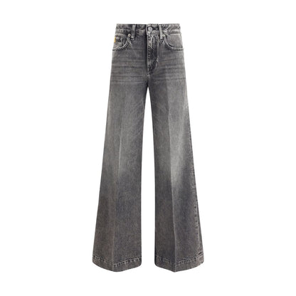 Jacob Cohen Gray Cotton Relaxed Fit Jeans with wide leg and high waist, featuring a classic five-pocket design and tailored details.