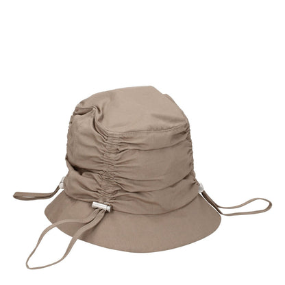 Jacquemus Beige Cotton Bucket Hat with front logo, casual style, 75% cotton, 25% polyamide, dark beige with silver details, MPN 235AC4705047150.