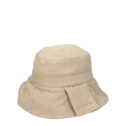 Jacquemus Beige Linen Bucket Hat with casual style, made of 100% linen, featuring a dark beige tone and unique design details.