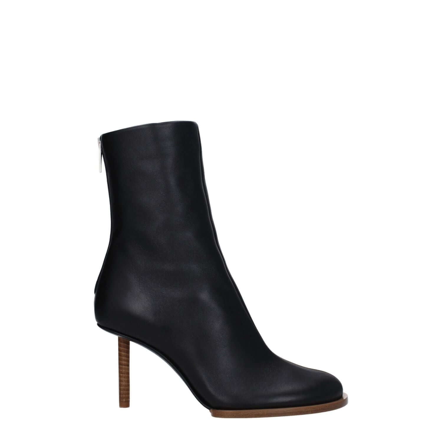 Jacquemus Black Leather Ankle Boots