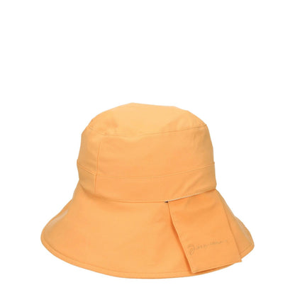 Jacquemus Orange Polyamide Bucket Hat with light orange shade and cotton blend material, perfect for casual style.