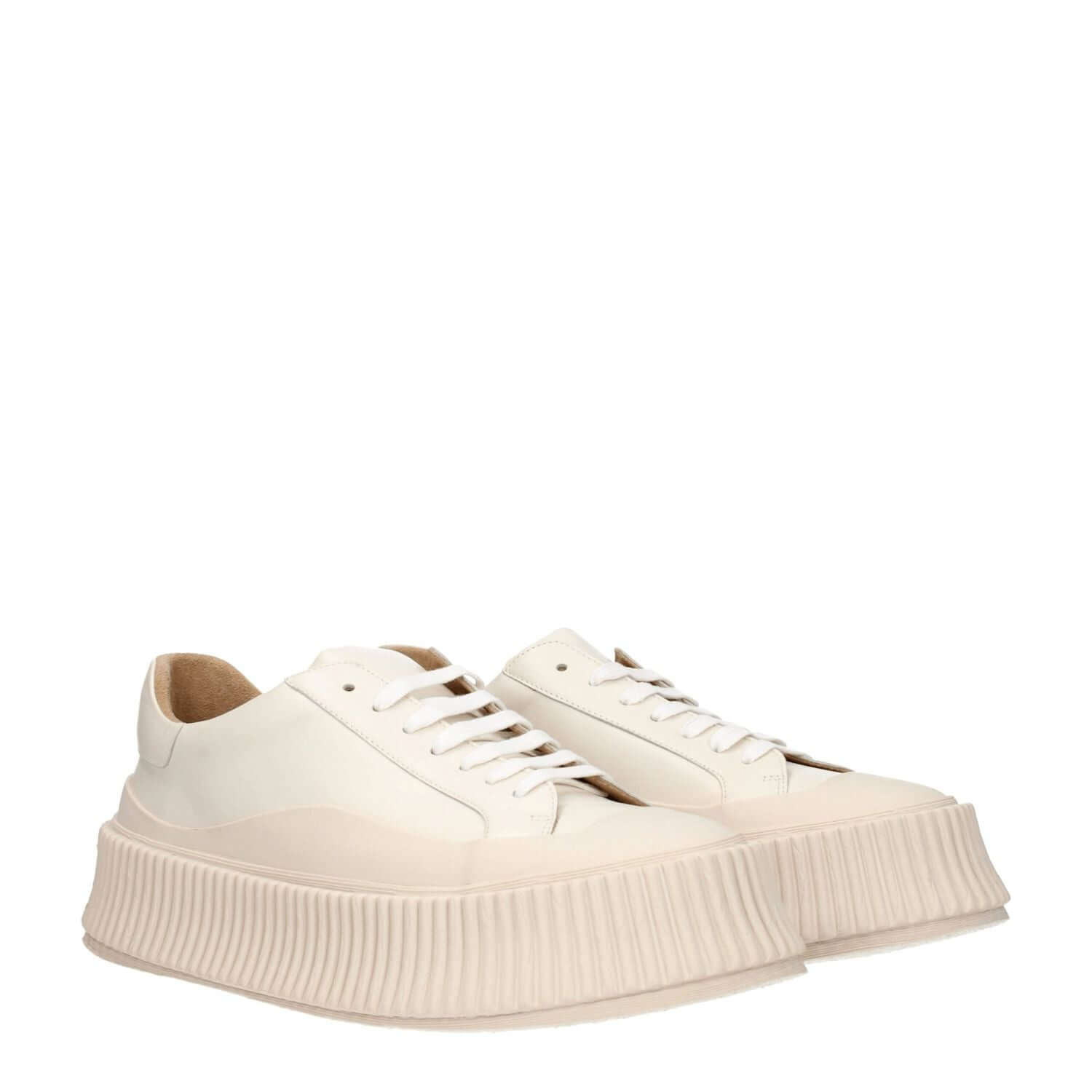 Jil Sander Beige Leather Platform Sneakers