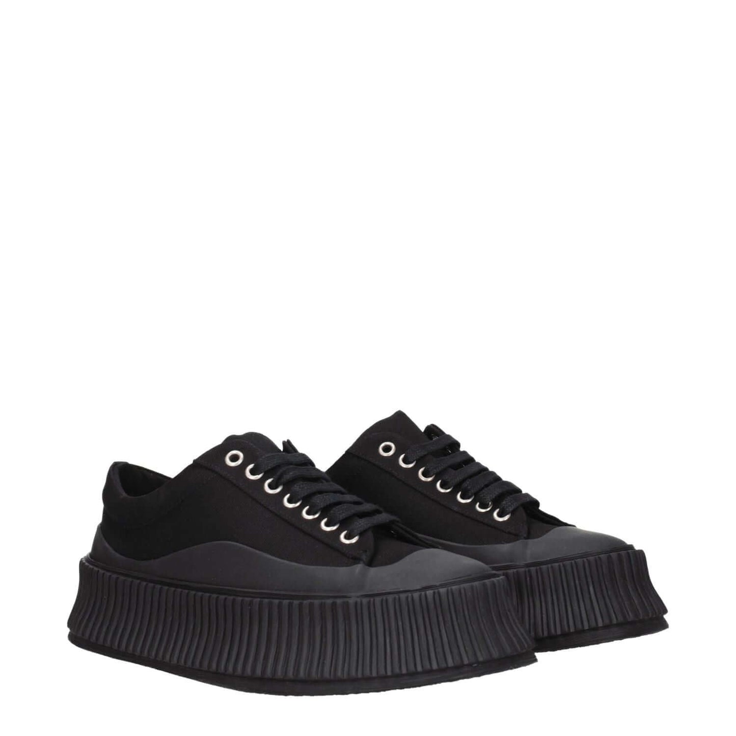 Jil Sander Black Fabric Chunky Sneakers