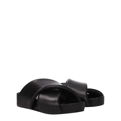 Jil Sander Black Leather Slippers