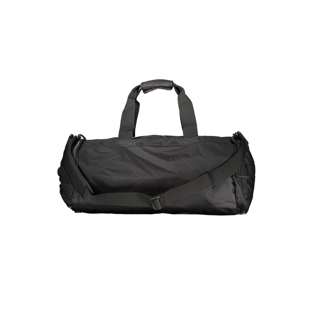 K-WAY Black Polyamide Luggage And Travel bag with adjustable strap, external and internal pockets, zip closure, and logo.