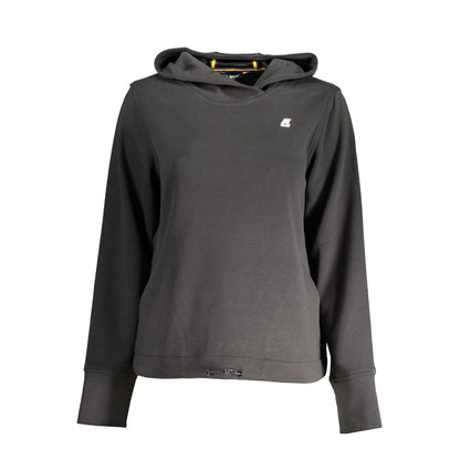 K-WAY Black Polyester Women Sweater with hood and logo, showcasing urban chic style.