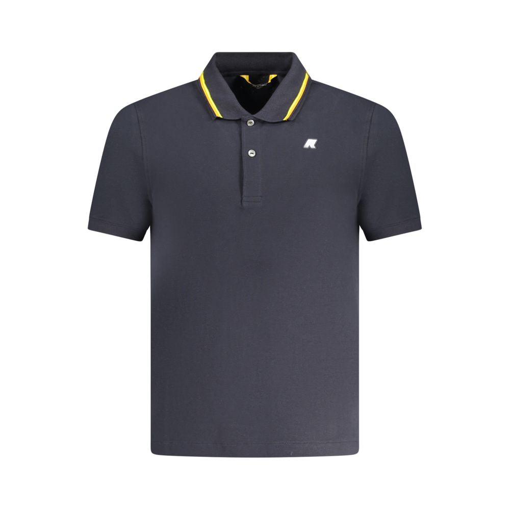 K-WAY Blue Cotton Polo Shirt with short sleeves, 2 buttons, and contrasting details featuring a logo.