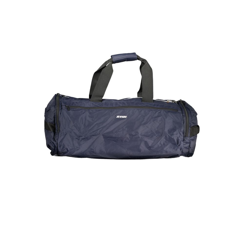 K-WAY Blue Polyamide Luggage And Travel bag with shoulder handles, adjustable strap, and multiple pockets.
