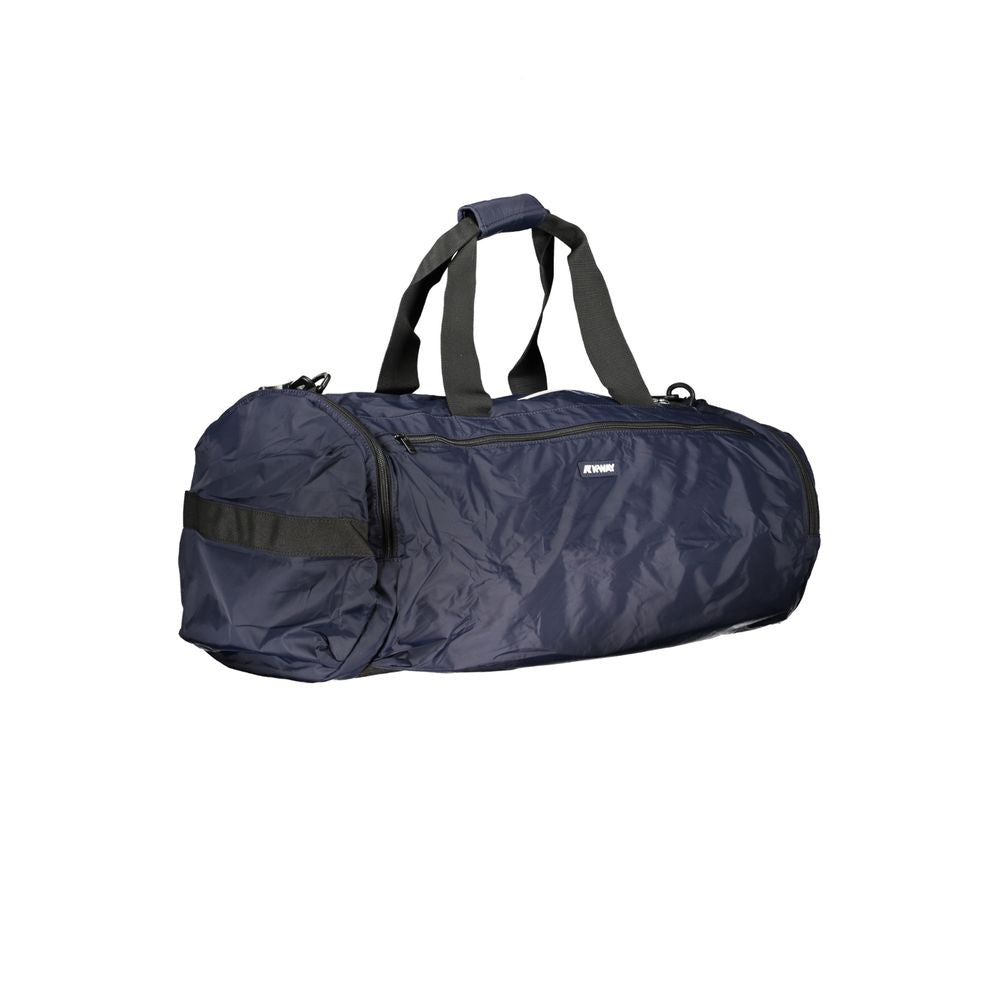 K-WAY Blue Polyamide Luggage And Travel bag with shoulder handles, adjustable strap, and multiple pockets.