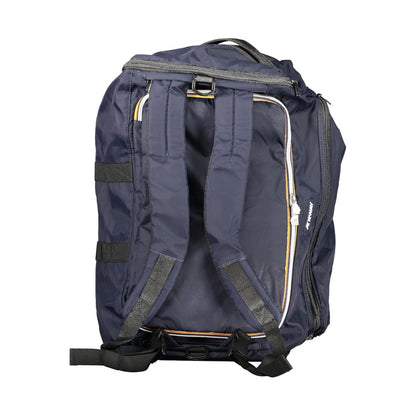 K-WAY Blue Polyester Backpack with convertible sports bag feature, adjustable strap, external pockets, and contrast details