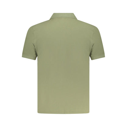 Back view of K-WAY Green Cotton Polo Shirt with short sleeves, 2 buttons, application, logo.