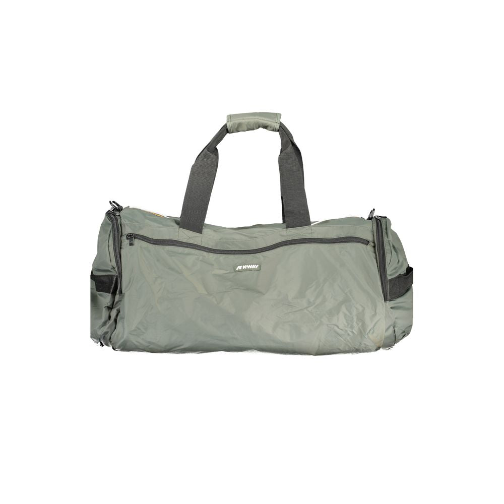 K-WAY Green Polyamide Luggage And Travel bag with adjustable shoulder strap, dual handles, logo, and multiple pockets