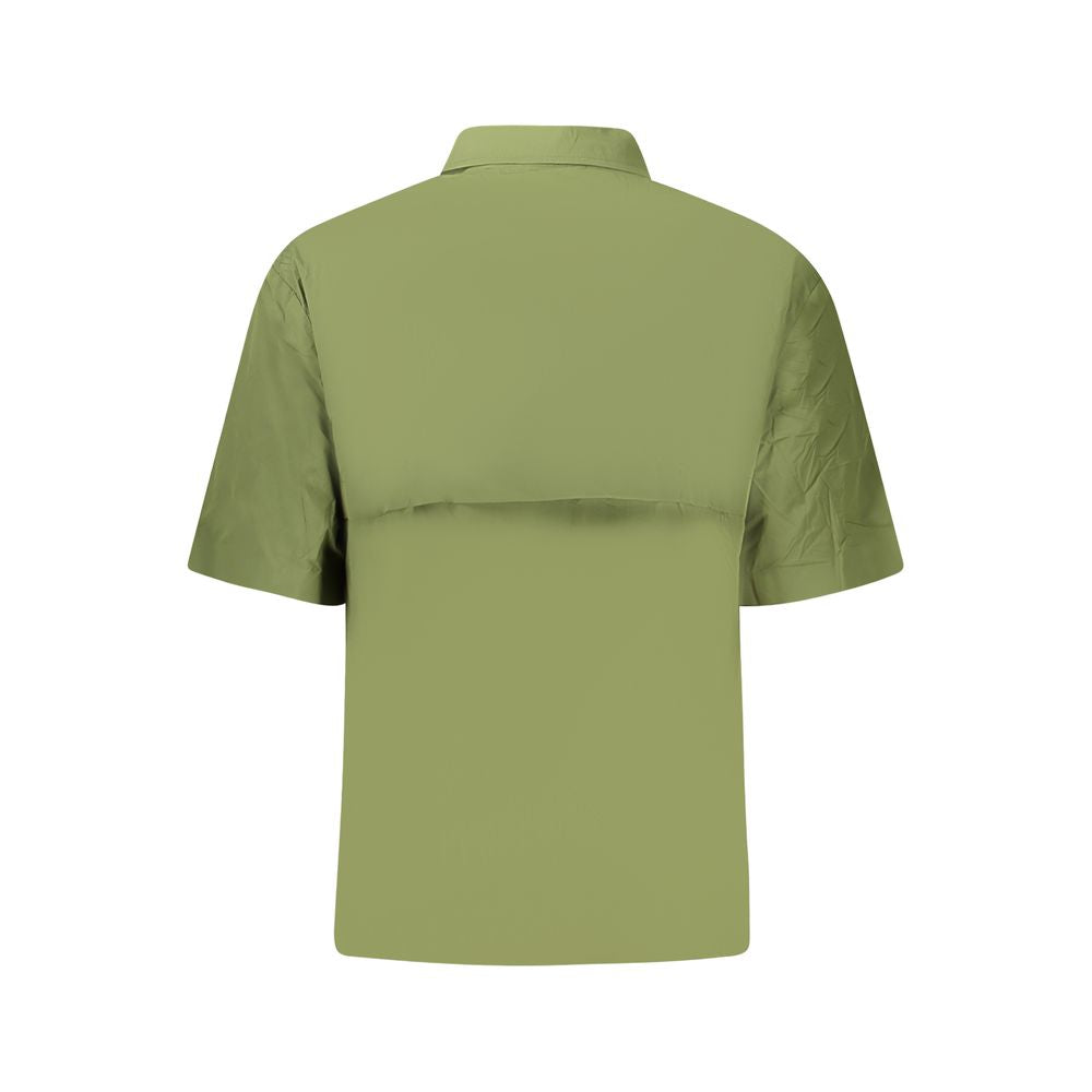 Back view of K-WAY Green Polyamide Men Jacket showing short sleeves and stylish design.