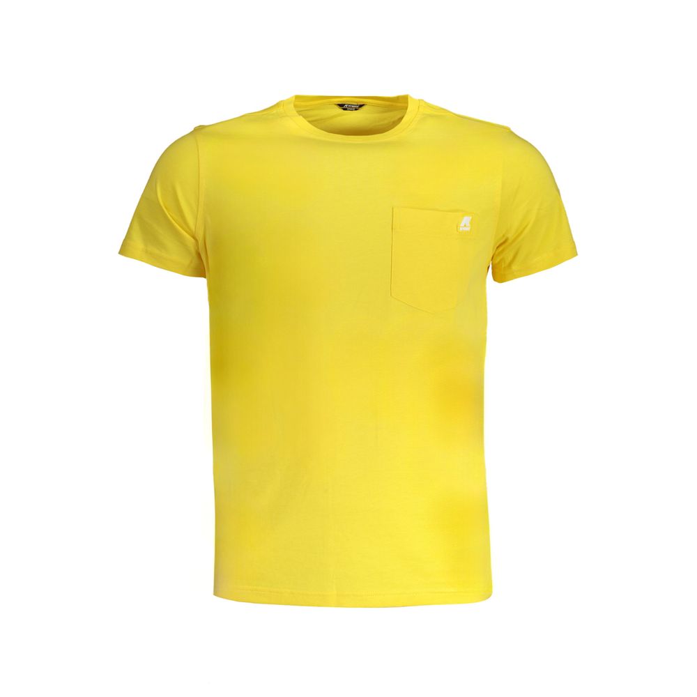 K-WAY Yellow Cotton T-Shirt with short sleeves, crew neck, and one pocket featuring contrast details and logo.