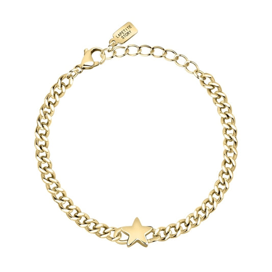 Gold bracelet with star charm, LA PETITE STORY JEWELRY Mod. LPS05ARR77, elegant accessory, chain design, suitable for everyday wear.