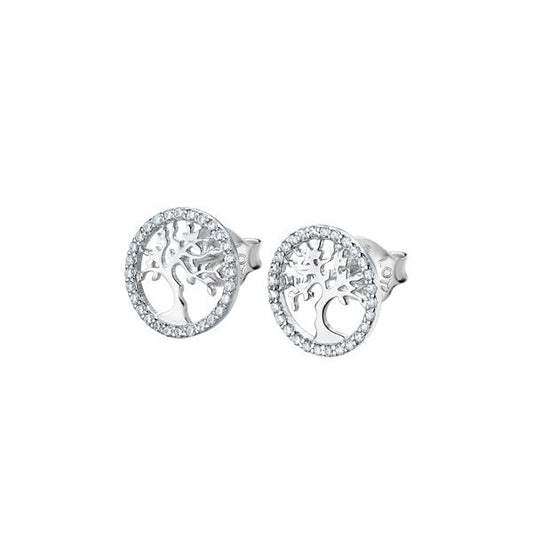 LOTUS JEWELS JEWELRY Mod. LP1778-4/1 elegant silver tree of life earrings with sparkling accents