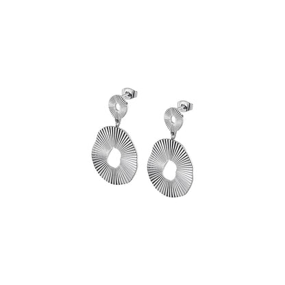 LOTUS JEWELS JEWELRY Mod. LS2355-4/1 stylish silver dangle earrings with circular design, modern and elegant fashion accessory