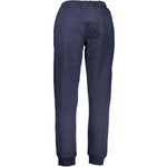 La Martina Blue Cotton Pant with elastic waist and logo, sports pants, brushed finish, and lace detail.
