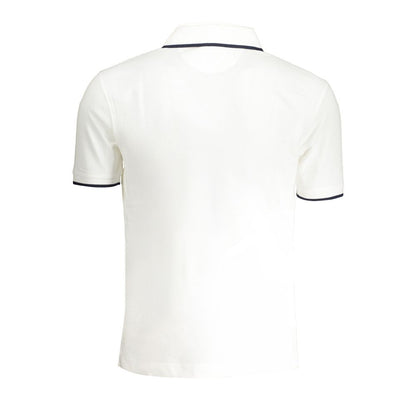 La Martina White Cotton Men Polo Shirt with short sleeves and contrasting details, showcasing iconic La Martina embroidery.