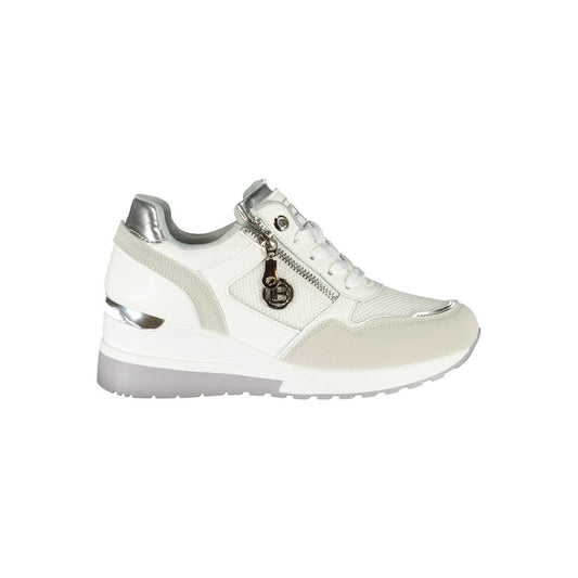 Laura Biagiotti Brown Synthetic Women Sneaker with ergonomic design, side zip, laces, nubuck texture, and 4 cm heel for comfort.