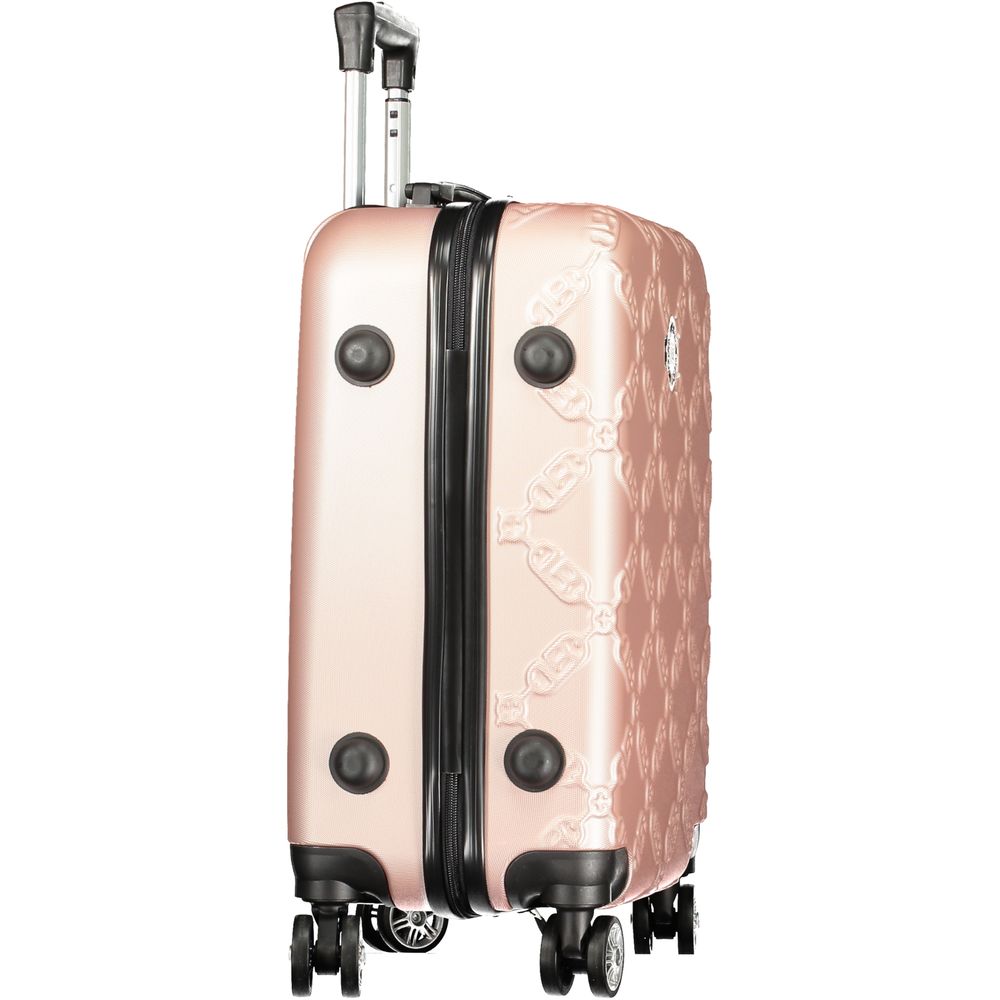 Laura Biagiotti Pink Polyethylene Luggage And Travel small trolley with handle, 4 wheels, compartment, zippered pocket, contrasting details.