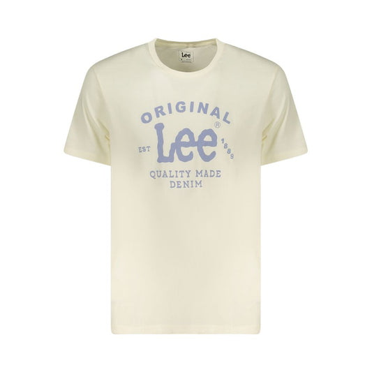 Lee Beige Cotton Men T-Shirt with oversized logo and classic design