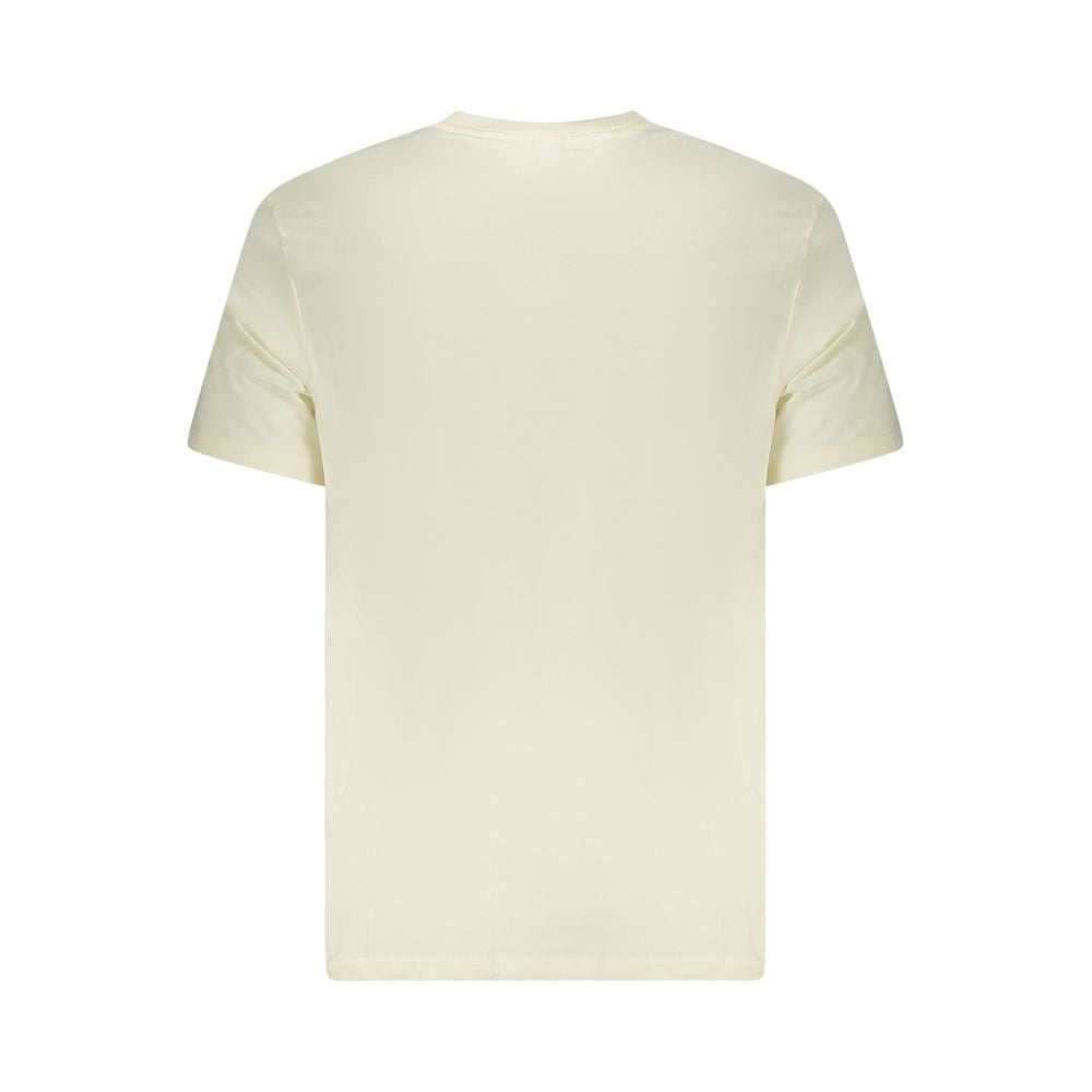 Back view of Lee Beige Cotton Men T-Shirt with short sleeves, featuring a regular fit crafted from 100% cotton for comfort and style.