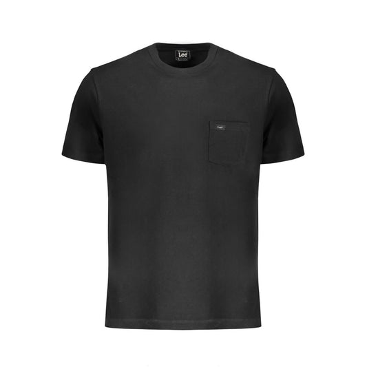 Lee Black Cotton T-Shirt with short sleeves, regular fit, crew neck, and one pocket displaying logo.