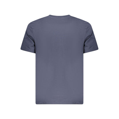 Back view of Lee Blue Cotton Men T-Shirt with short sleeves and crew neck, featuring a classic style and subtle logo on 100% cotton fabric.