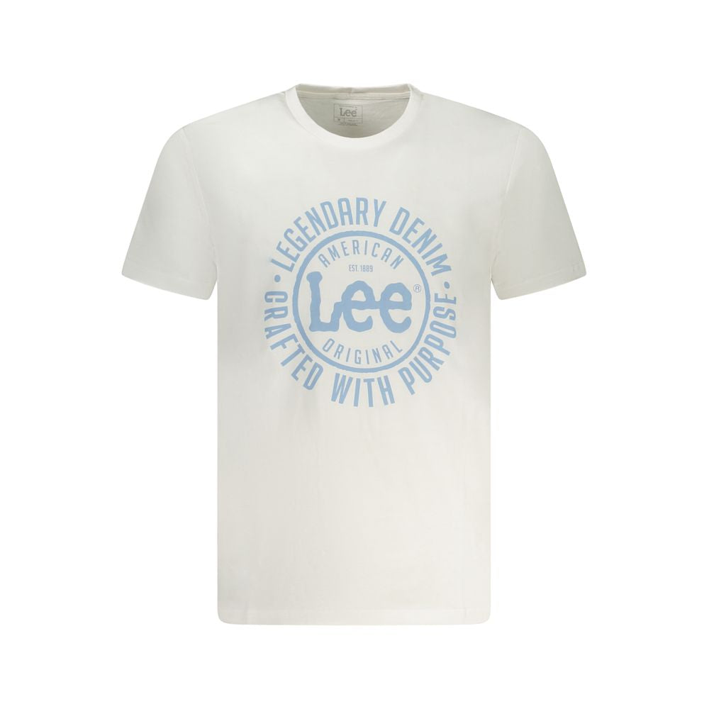 Lee White Cotton Men T-Shirt with logo, short sleeves, crew neck, regular fit, 100% cotton focus on comfort and style