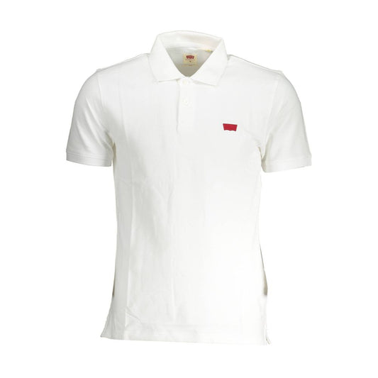 Levi's White Cotton Men Polo with slim fit design, short sleeves, 2-button placket, and iconic logo.