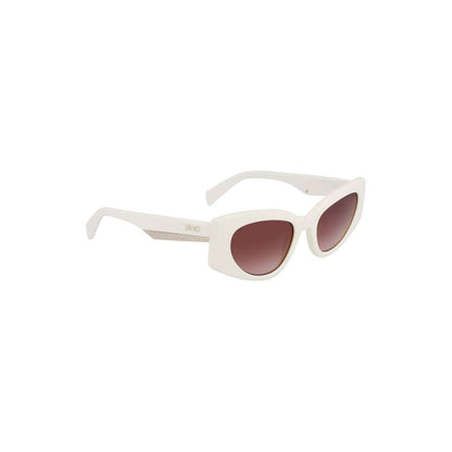 Liu Jo White Acetate Women Sunglasses with brown lenses and logo, offering timeless style and UV protection.