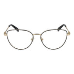 Longchamp Black Women Glasses Frame, full-rim butterfly style, metal frame, demo lenses, 54mm width, black color, includes branded case.