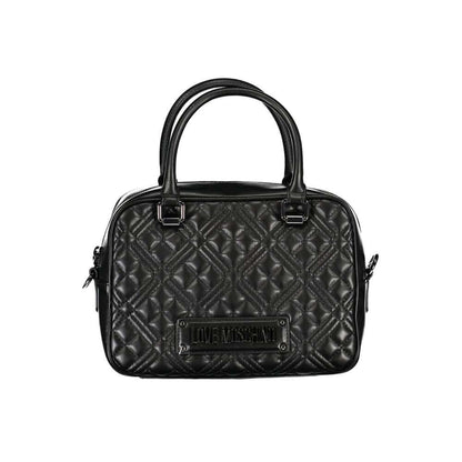 Love Moschino Black Polyethylene Handbag with handles, shoulder strap, pockets, and logo.