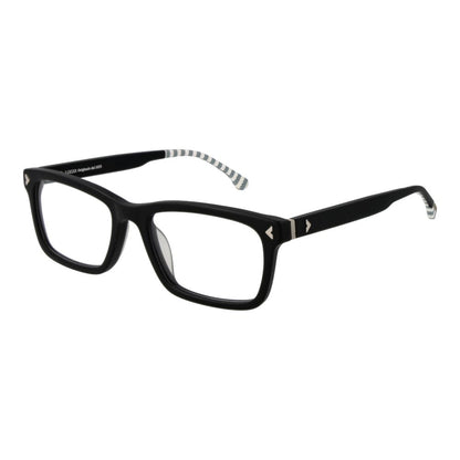 Lozza Black Acetate & Plastic Glasses (Frames) in rectangular full-rim design, black color, with demo lenses and branded case included.